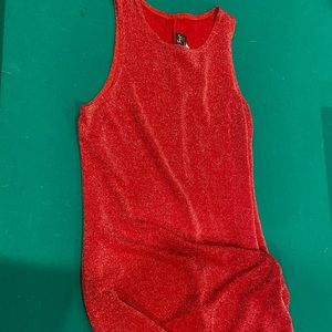 All That Jazz Red Glitter Tank Dress